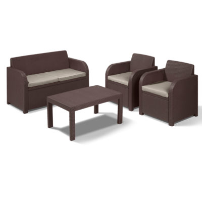 Keter Carolina Rattan-Effect 4-Piece Lounge Set - Brown